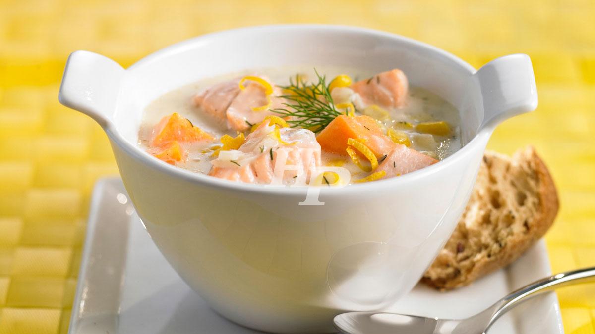 Сливочный суп с сёмгой – нежное и сытное первое блюдо