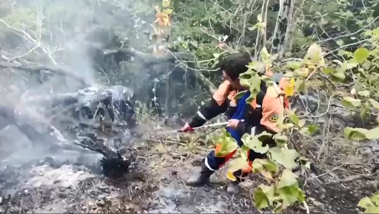 В Геленджике проливают пожарище на Маркотхском хребте