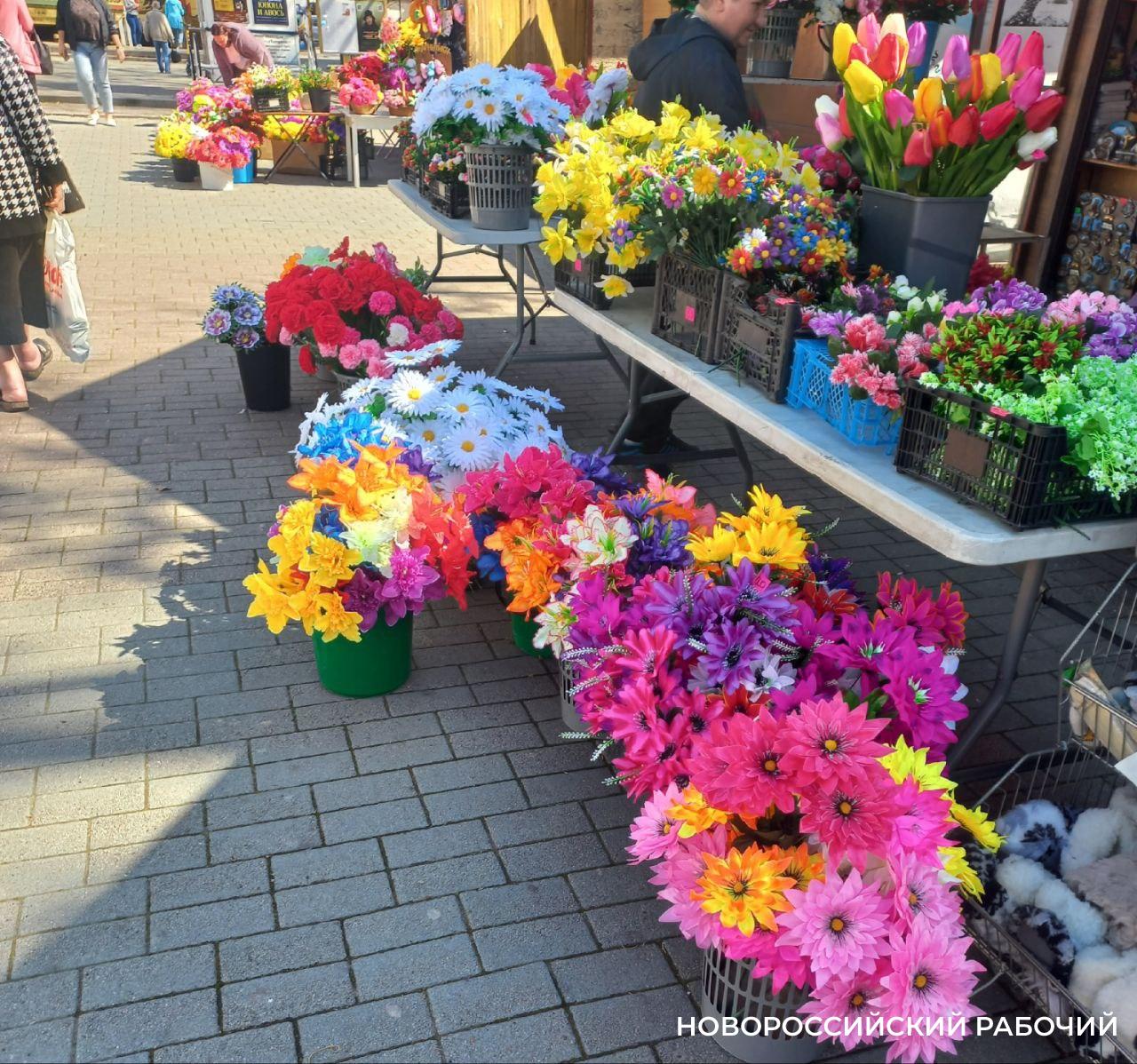 В Новороссийске интерьерные цветы покупают, чтобы положить на могилы в  Родительские дни