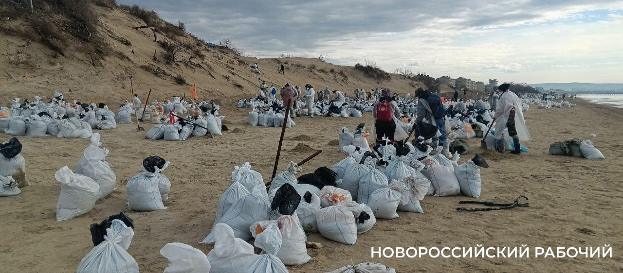 Фотокор «Новороссийского рабочего» Анатолий Поздняков трудится в Анапе на очистке пляжей от мазута