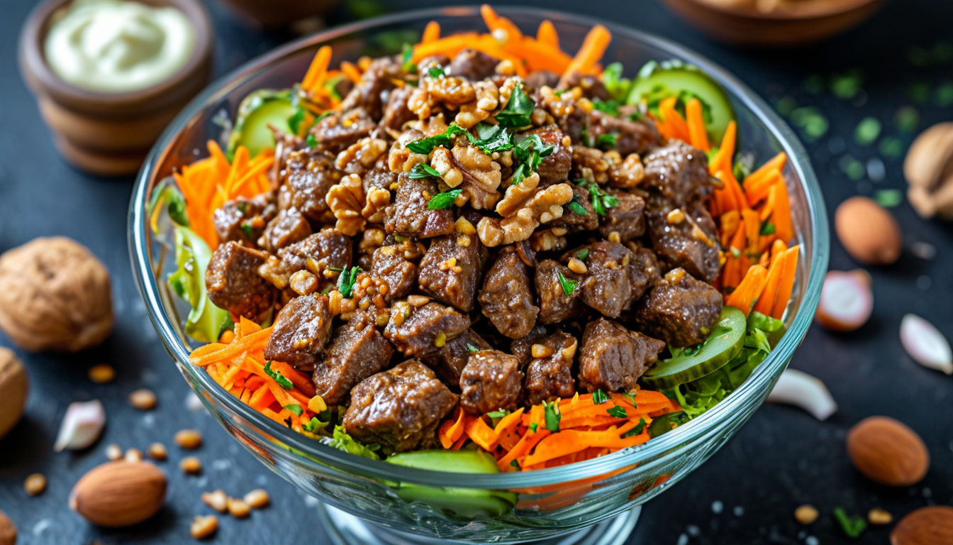 Салат с куриной  печенью