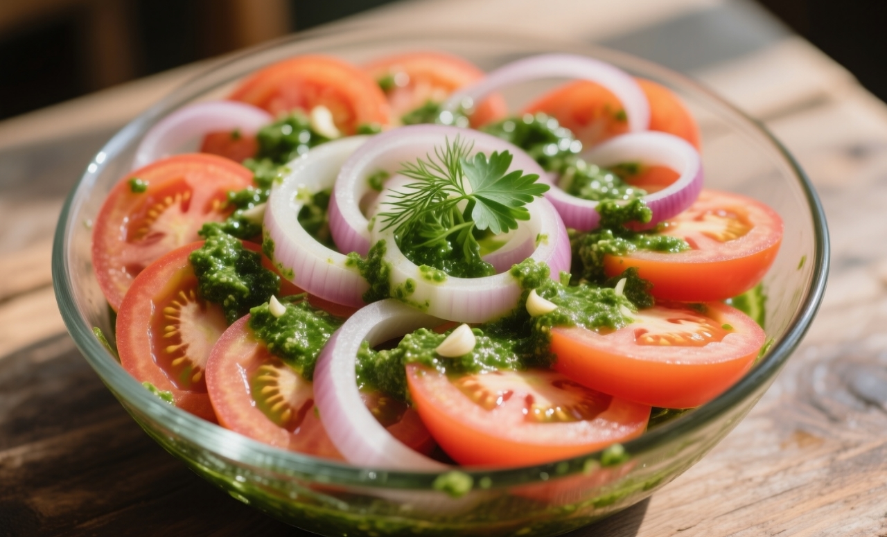 Помидоры по-деревенски – сочная закуска за 15 минут!