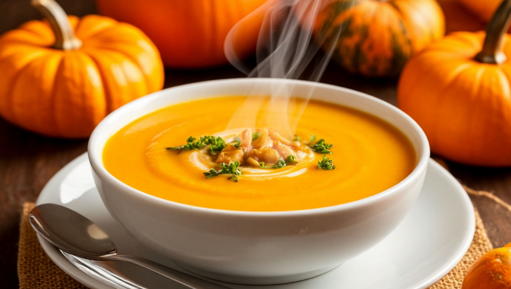 Крем-суп из тыквы с имбирём и кокосовым молоком
