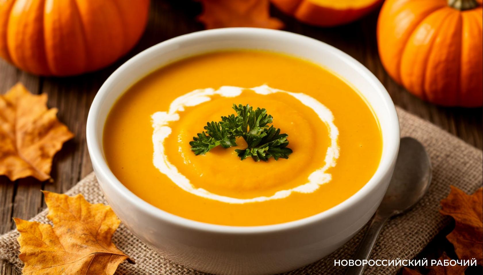 Тыквенный крем-суп с чесноком и имбирём