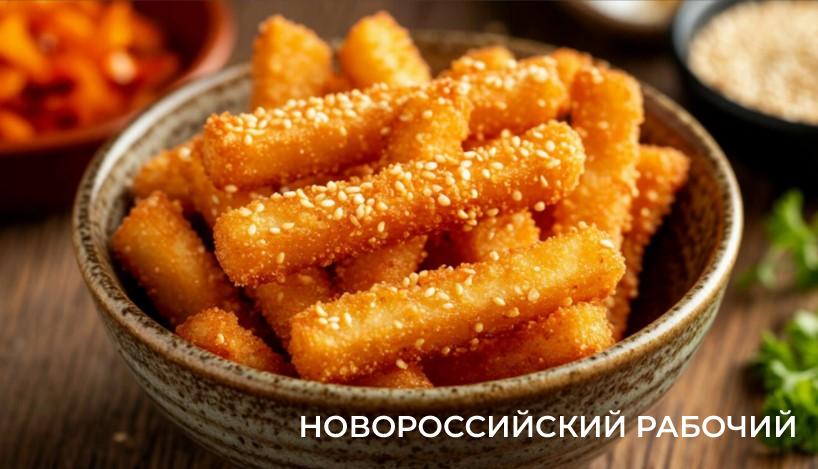 Картофельные палочки с кунжутом во фритюре
