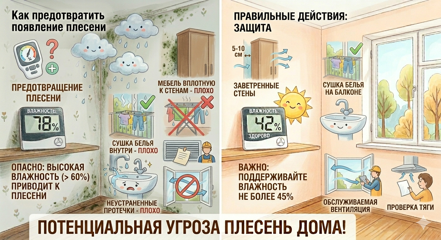 Плесень в квартире: почему она возвращается и как победить её навсегда