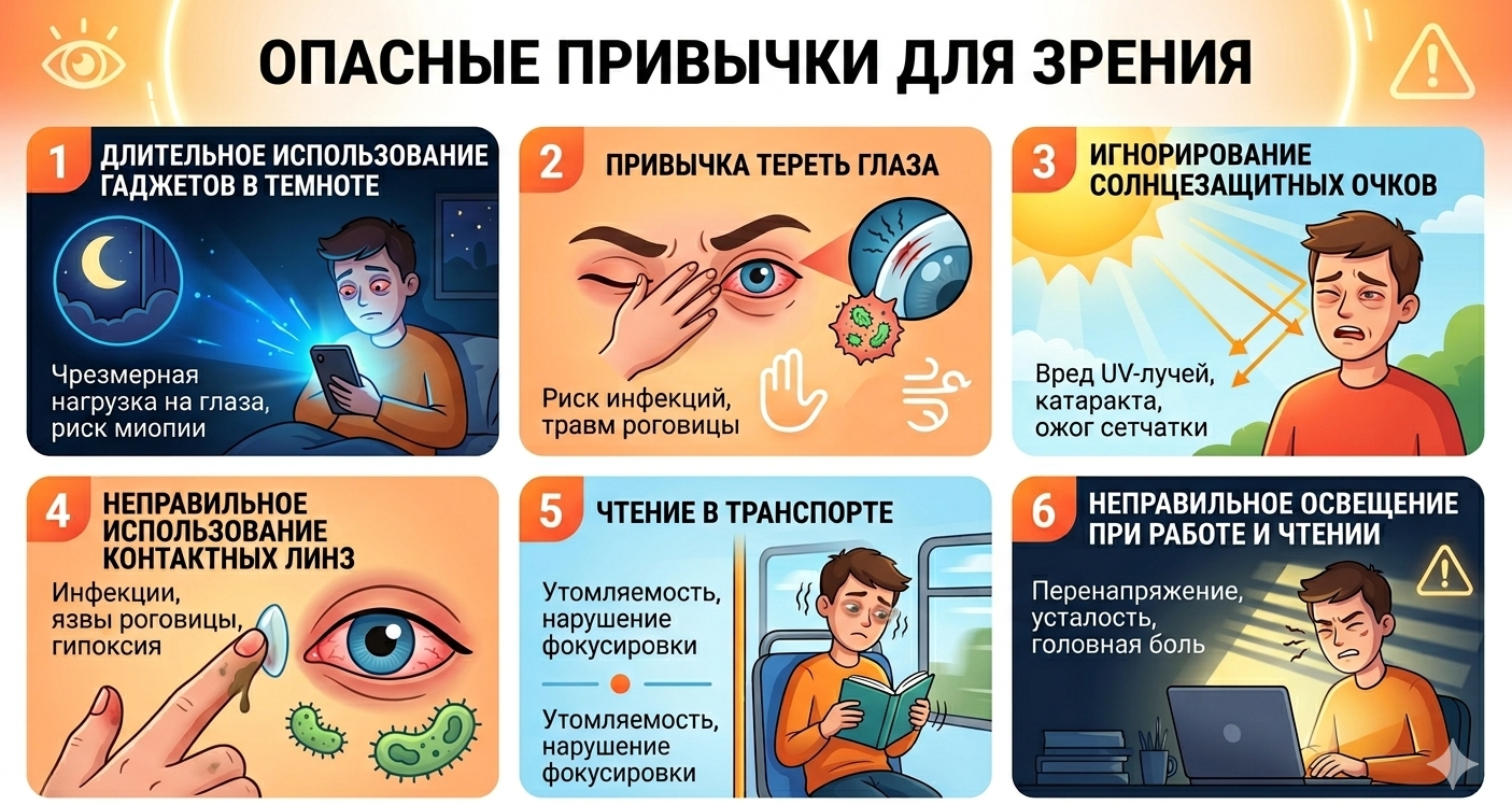 Опасные привычки, из-за которых можно потерять зрение