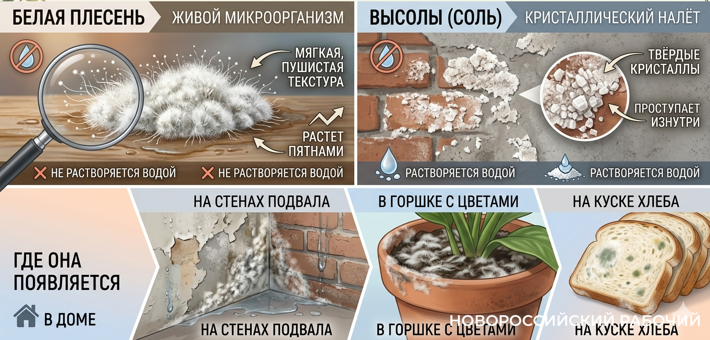 Белая плесень: как отличить от соли и где она появляется
