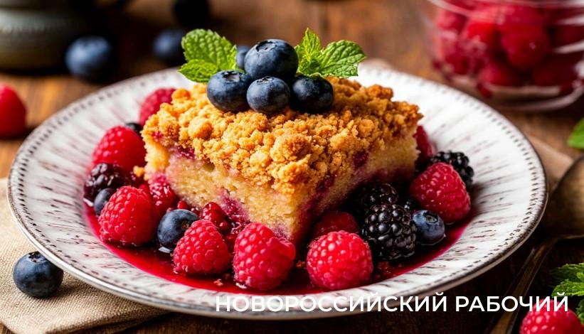 Крамбл с ягодами и овсянкой