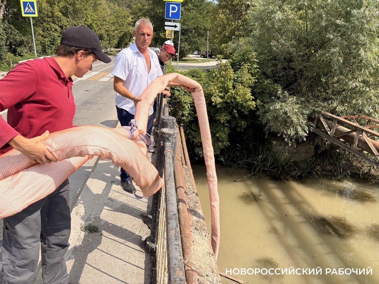 В пригороде Новороссийска спасают реку и озеро от маслянистой жидкости