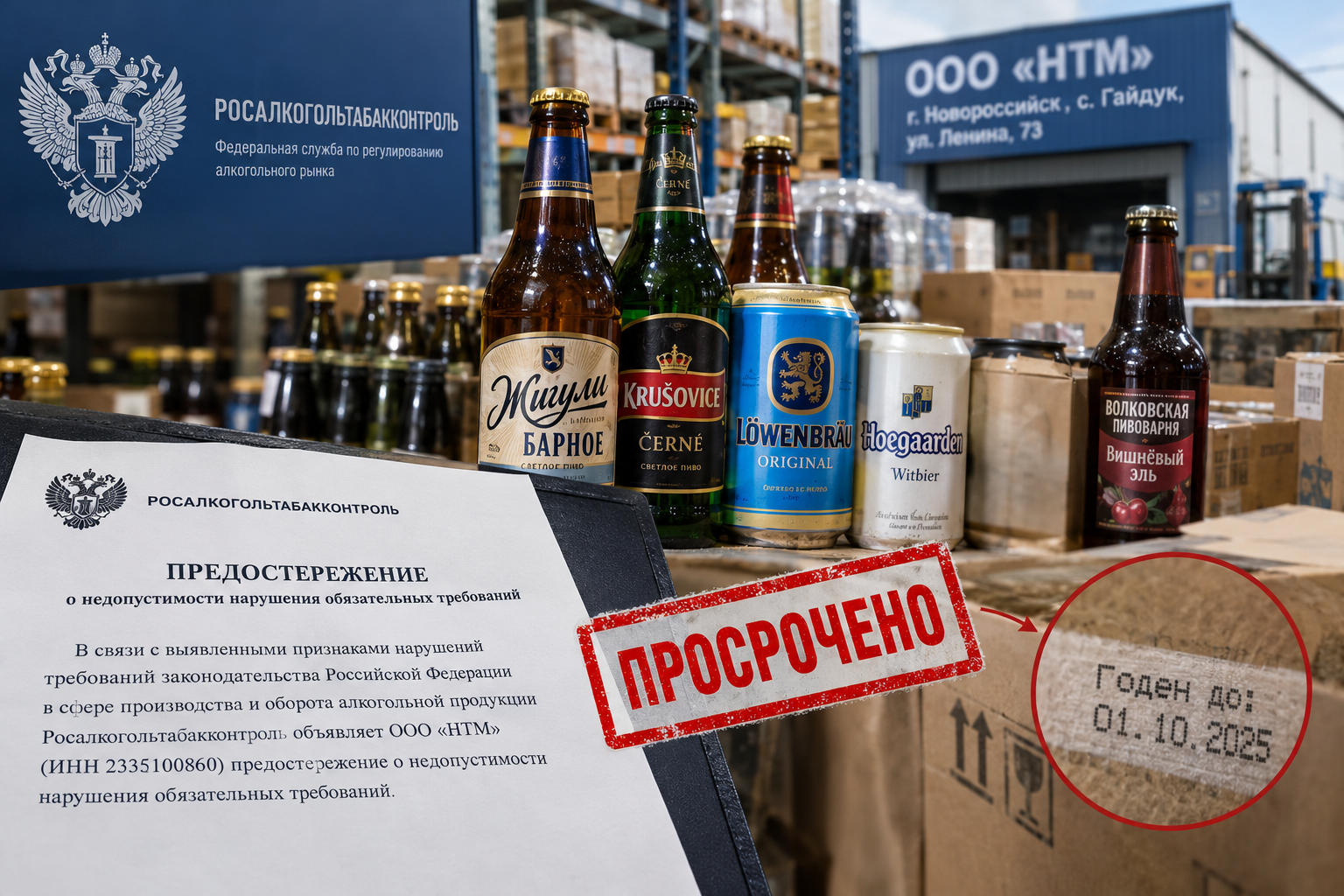 «Жигули», «Крушовице» и «Хугарден»: в Новороссийске на складе хранят просроченное пиво