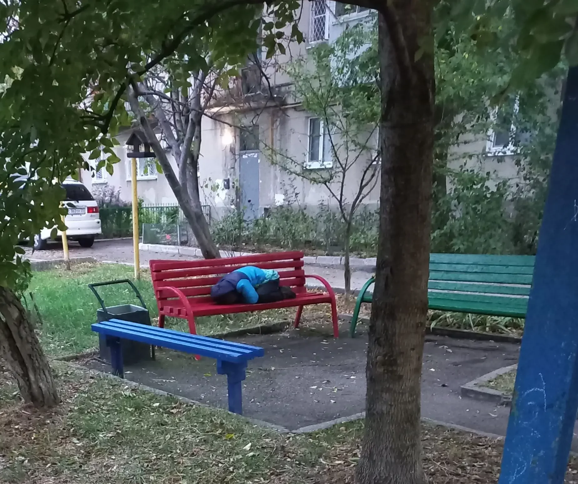 В Новороссийске женщина ночует на лавочке и громко кричит